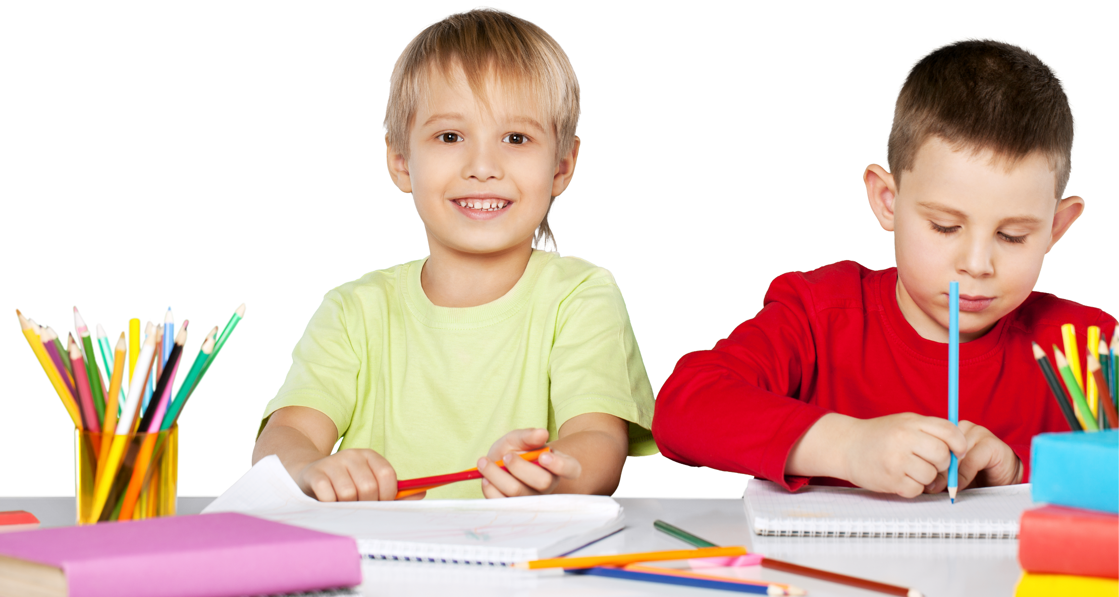 two kids studying